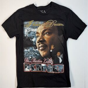 Martin Luther King Jr T Shirt I Have A Dream Graphic Double Sided Black Tee Med